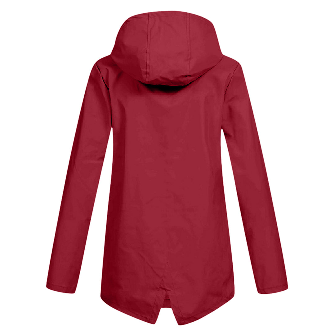 Amélie Laurent | Hooded Long Rain Jacket With Minimalist Finish For Women