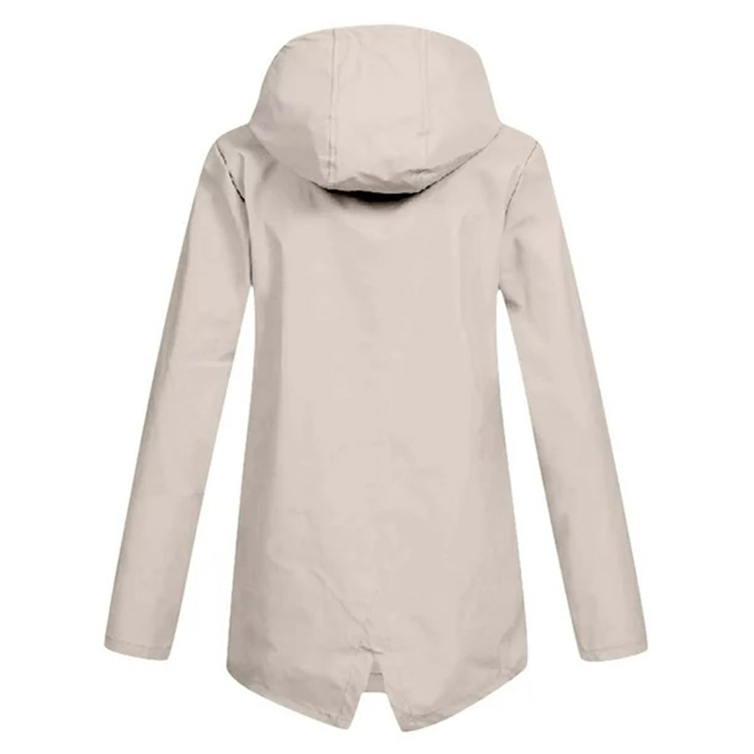 Amélie Laurent | Hooded Long Rain Jacket With Minimalist Finish For Women