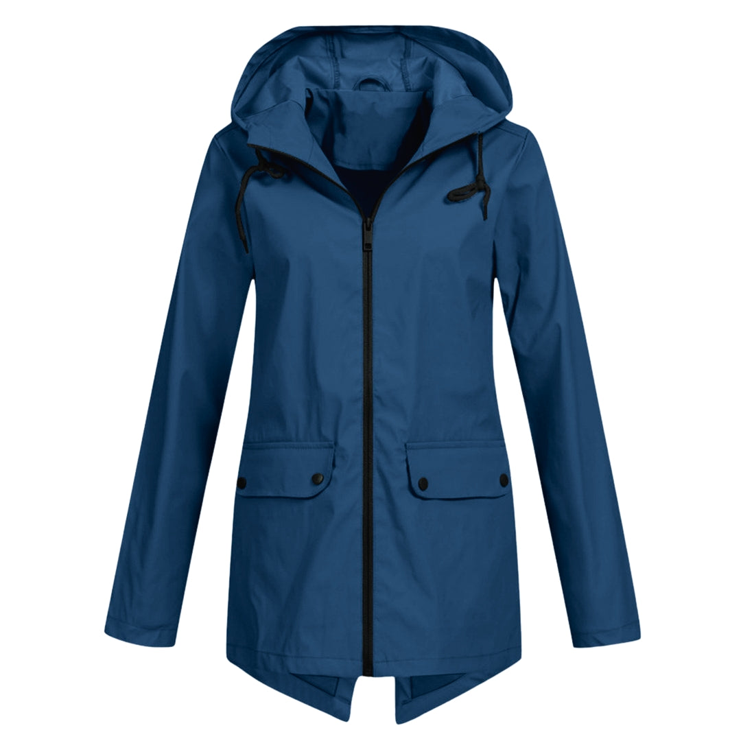 Amélie Laurent | Hooded Long Rain Jacket With Minimalist Finish For Women