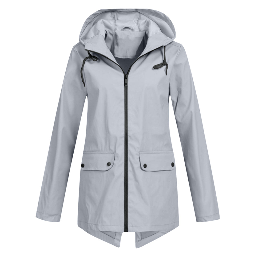 Amélie Laurent | Hooded Long Rain Jacket With Minimalist Finish For Women