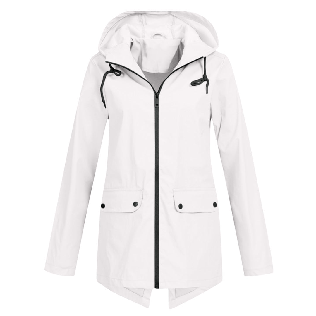 Amélie Laurent | Hooded Long Rain Jacket With Minimalist Finish For Women