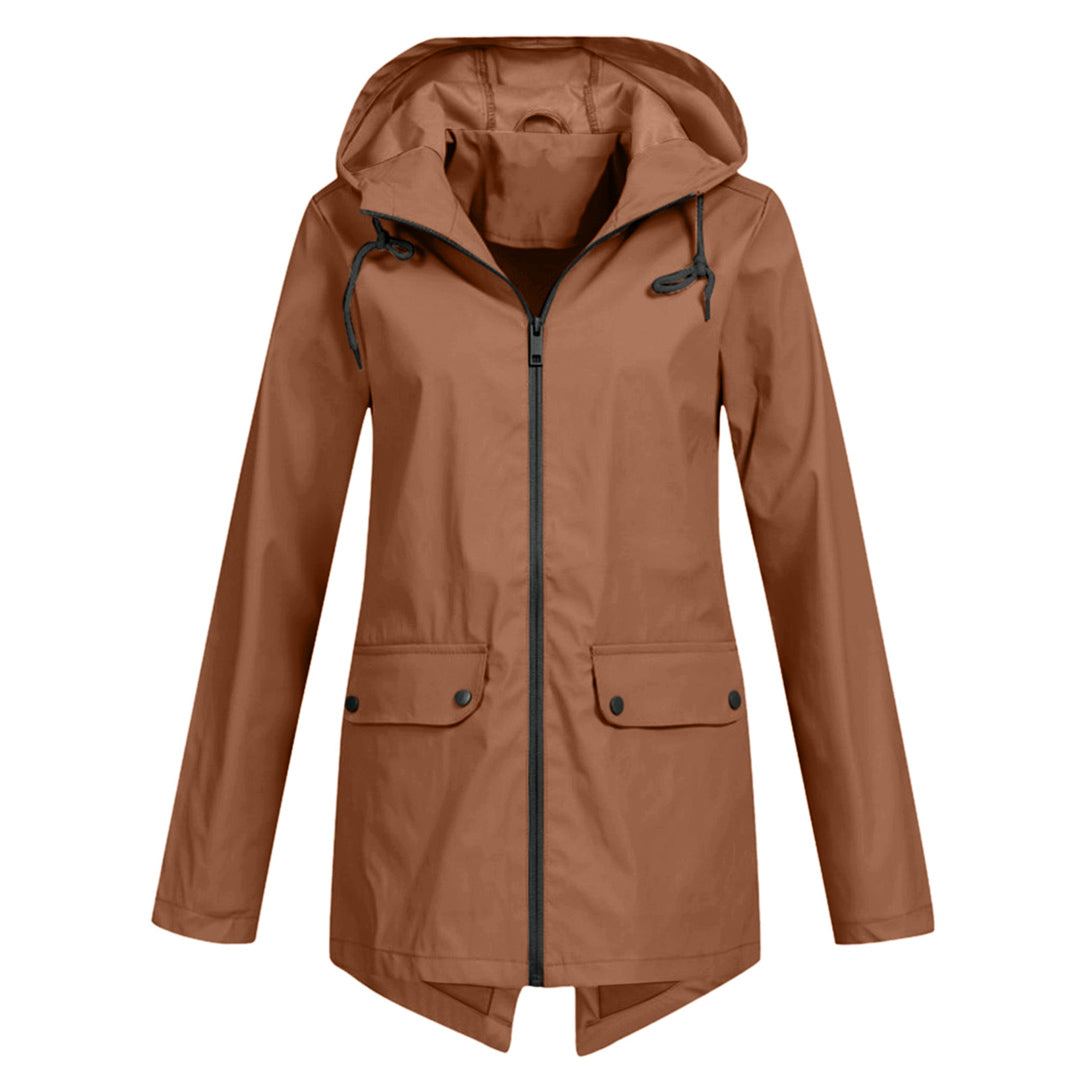 Amélie Laurent | Hooded Long Rain Jacket With Minimalist Finish For Women