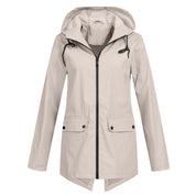 Amélie Laurent | Hooded Long Rain Jacket With Minimalist Finish For Women