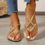 Sofia Bellini | Braided Strap Summer Sandals with Minimal Luxe Finish For Women