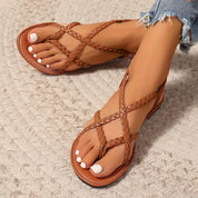 Sofia Bellini | Braided Strap Summer Sandals with Minimal Luxe Finish For Women