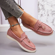 Camille Dupont | Suede Bow Loafers with Casual Comfort Elegance For Women