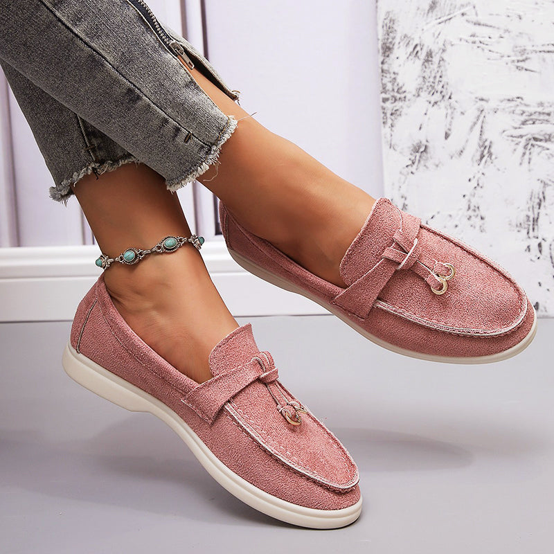 Camille Dupont | Suede Bow Loafers with Casual Comfort Elegance For Women
