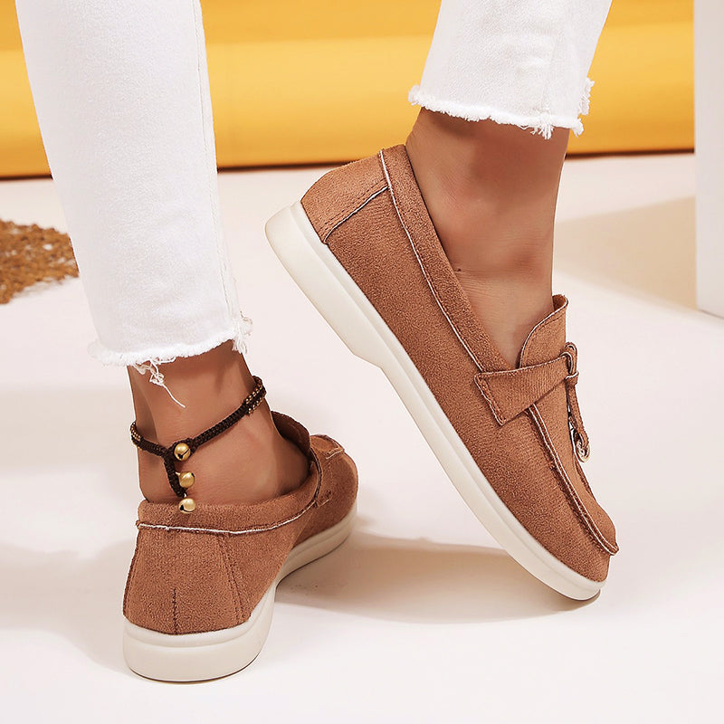 Camille Dupont | Suede Bow Loafers with Casual Comfort Elegance For Women