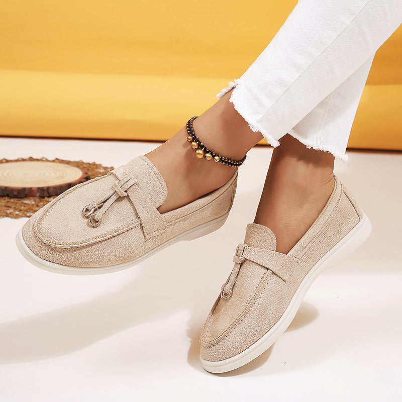 Camille Dupont | Suede Bow Loafers with Casual Comfort Elegance For Women