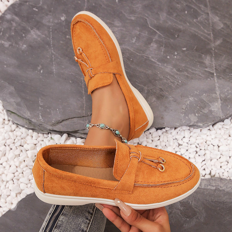 Camille Dupont | Suede Bow Loafers with Casual Comfort Elegance For Women
