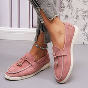 Camille Dupont | Suede Bow Loafers with Casual Comfort Elegance For Women