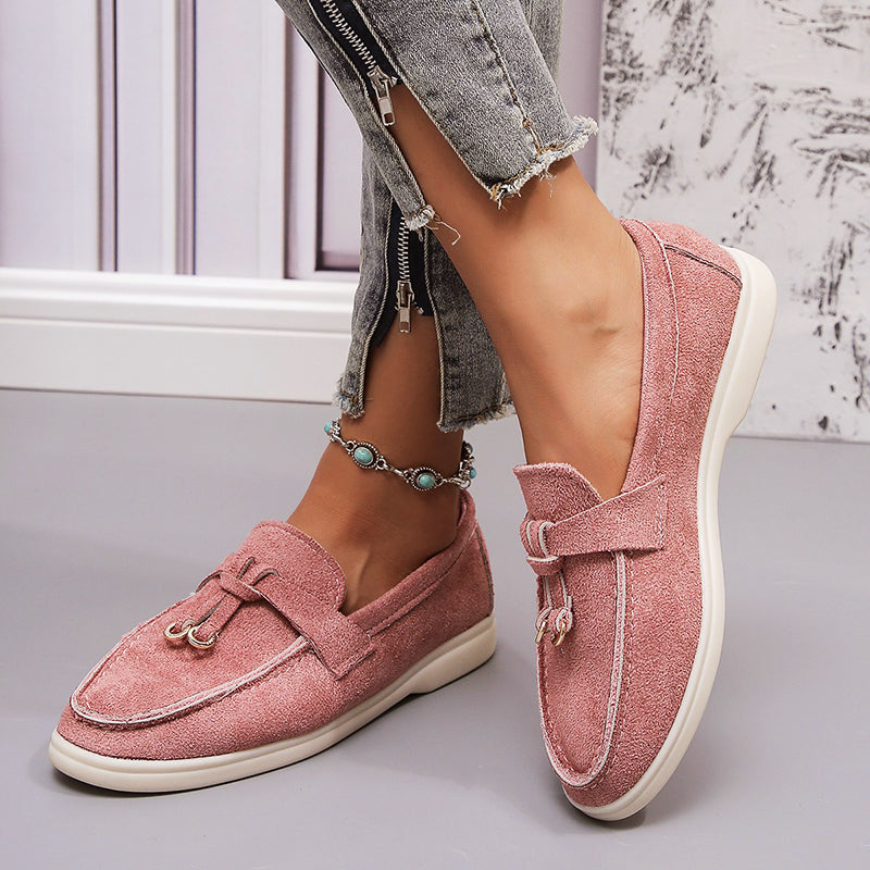 Camille Dupont | Suede Bow Loafers with Casual Comfort Elegance For Women