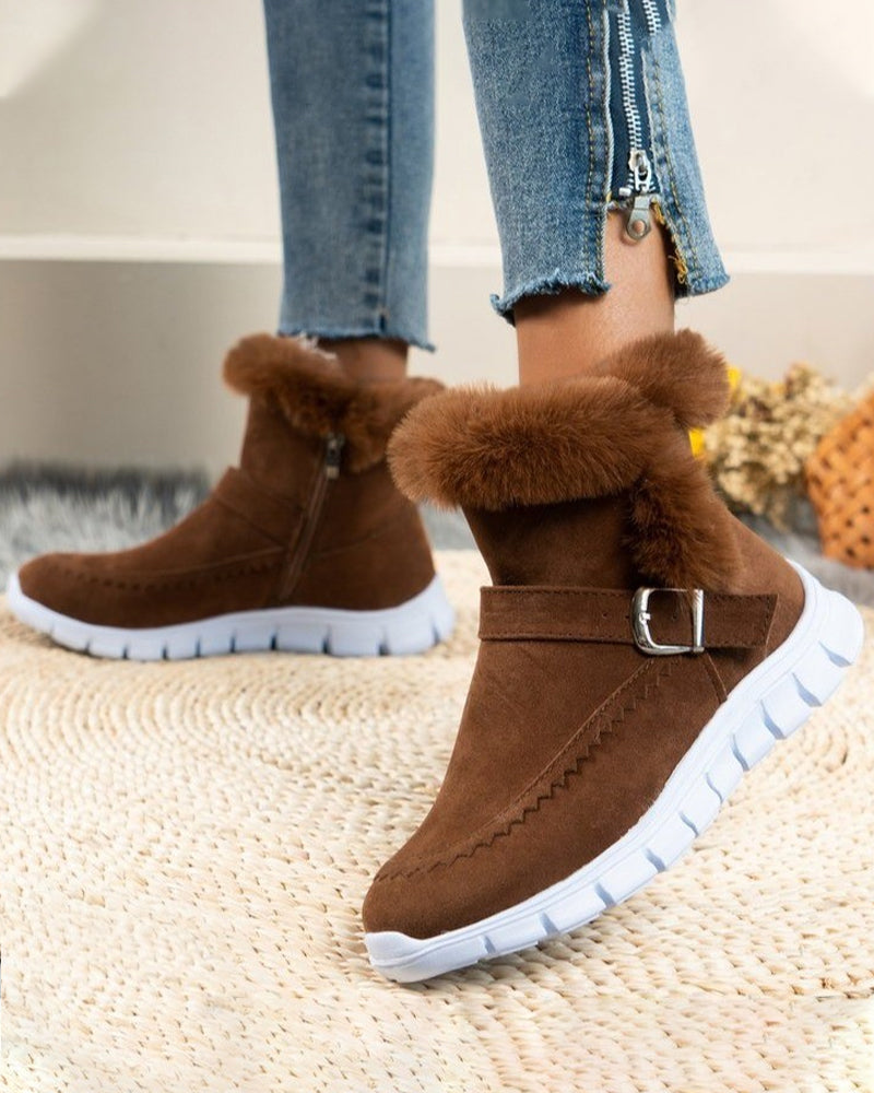 Women's Fur-Lined Winter Ankle Boots — Warm & Waterproof
