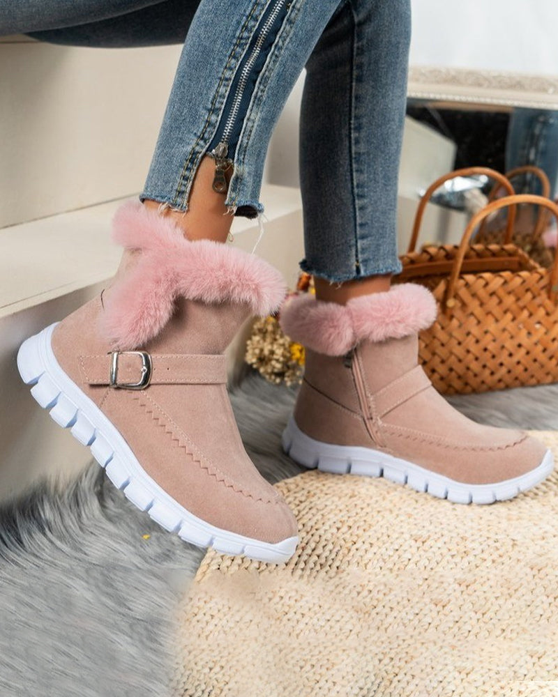 Women's Fur-Lined Winter Ankle Boots — Warm & Waterproof