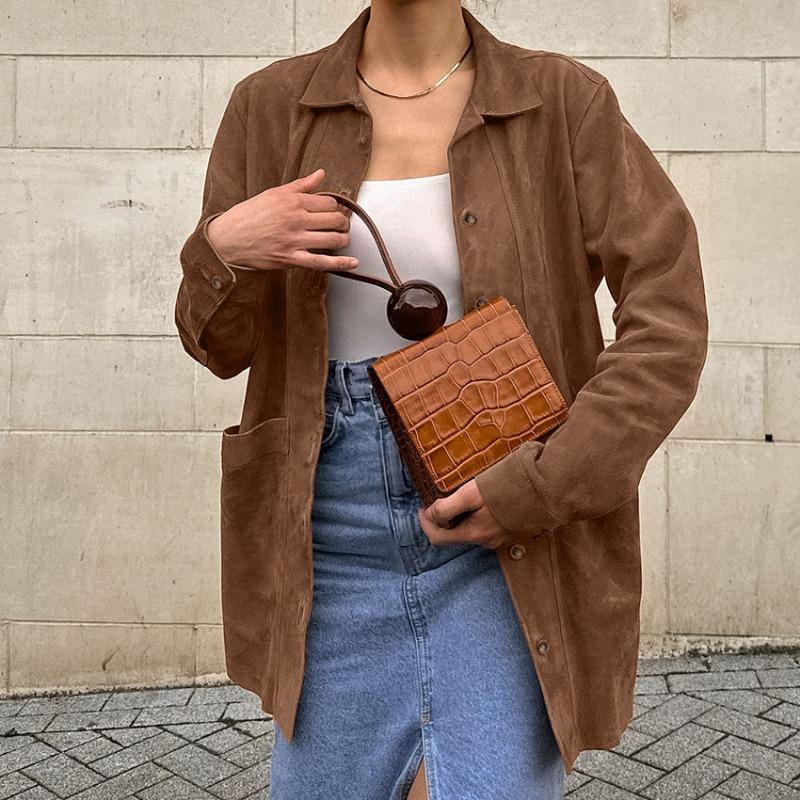Elena Moretti | Suede Oversized Jacket For Women