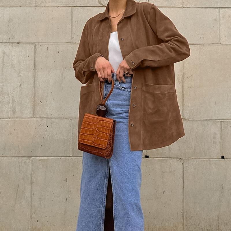 Elena Moretti | Suede Oversized Jacket For Women