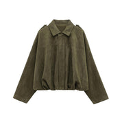 Valentina Rousseau | Oversized Cropped Suede Jacket For Women