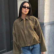 Valentina Rousseau | Oversized Cropped Suede Jacket For Women