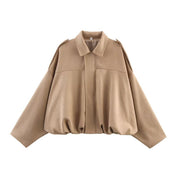 Valentina Rousseau | Oversized Cropped Suede Jacket For Women