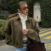 Valentina Rousseau | Oversized Cropped Suede Jacket For Women