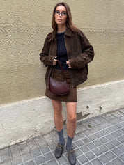 Valeria Romano | Vintage Suede Cropped Jacket For Women