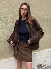 Valeria Romano | Vintage Suede Cropped Jacket For Women