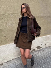 Valeria Romano | Vintage Suede Cropped Jacket For Women