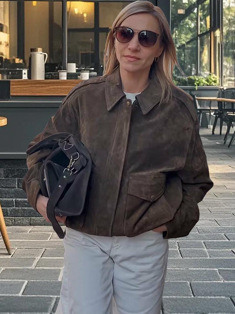 Valeria Romano | Vintage Suede Cropped Jacket For Women