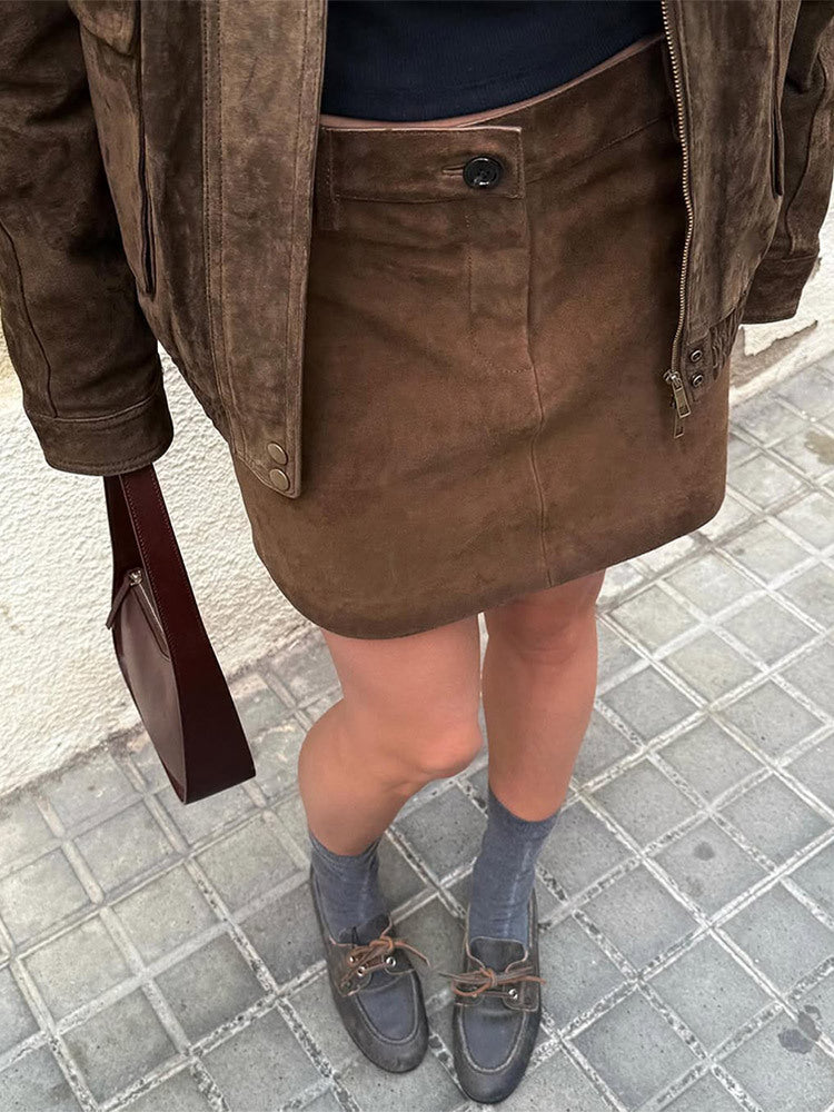 Valeria Romano | Vintage Suede Cropped Jacket For Women