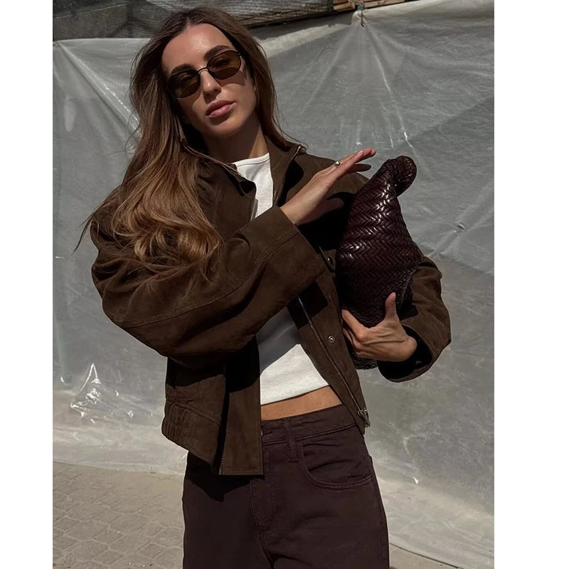 Alessia Romano | Suede Bomber Jacket For Women