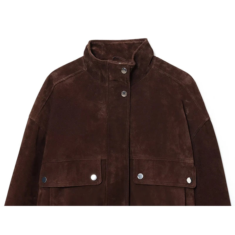 Alessia Romano | Suede Bomber Jacket For Women