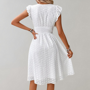 Élise Laurent | Broderie V-Neck Summer Dress For Women