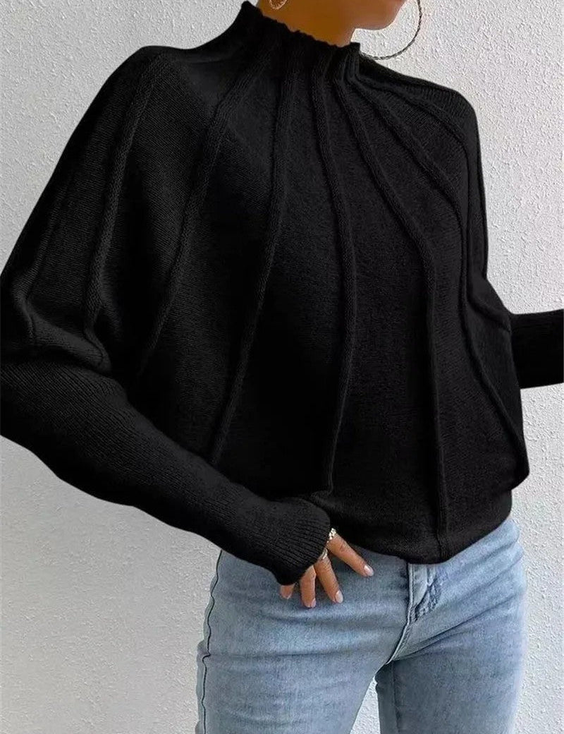 Womens-Sunburst-Knit-Jumper-with-Mock-Neck-Batwing-Sleeves-Casual-7.jpg