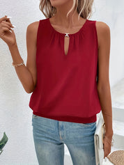 Clara Beaumont | Elegant Keyhole Sleeveless Top For Women