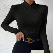 Amélie Rousseau | Wrap Neck Fitted Long Sleeve Top For Women