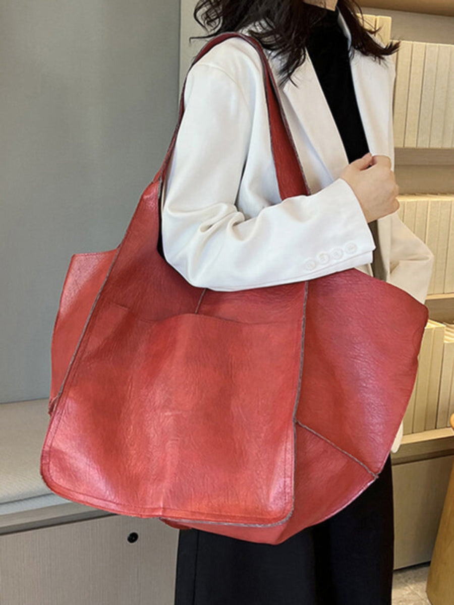 XXL Oversized Leather Tote Bag with Effortless Travel Elegance For Women
