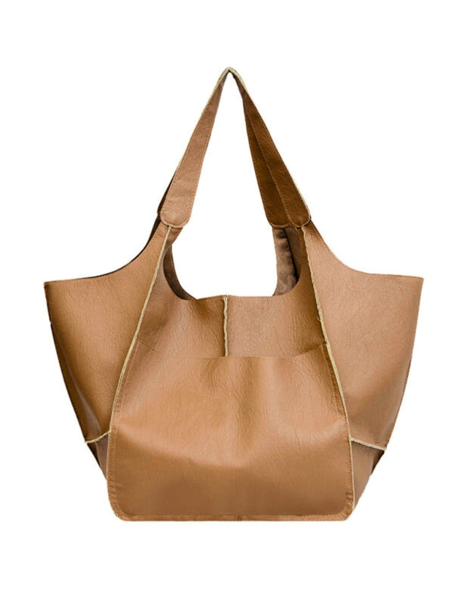 XXL Oversized Leather Tote Bag with Effortless Travel Elegance For Women