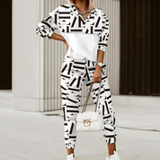 Élodie Laurent | Printed Two-Piece Lounge Set with Chic Statement Pattern For Women