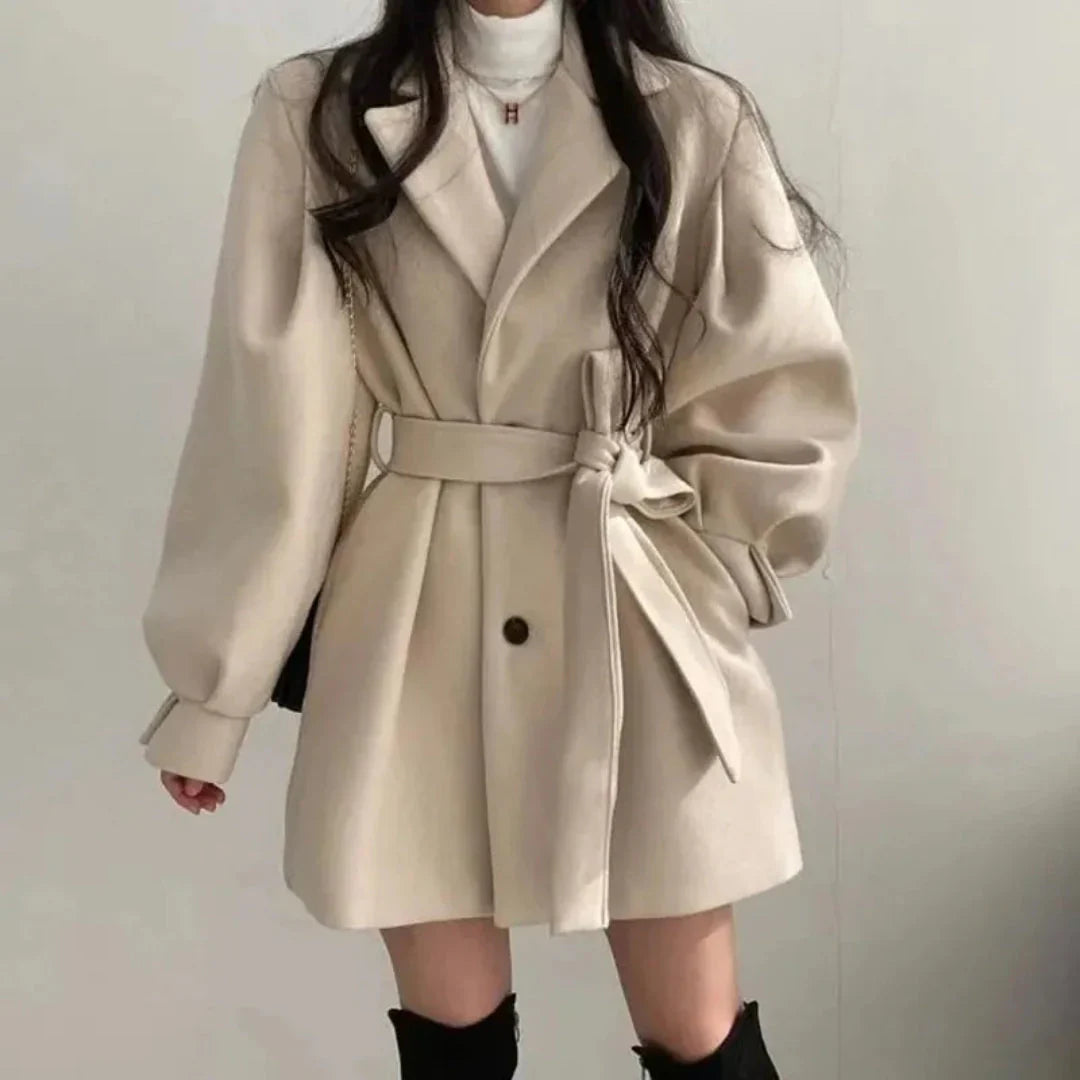 Amélie Laurent | Elegant Belted Trench Coat For Women