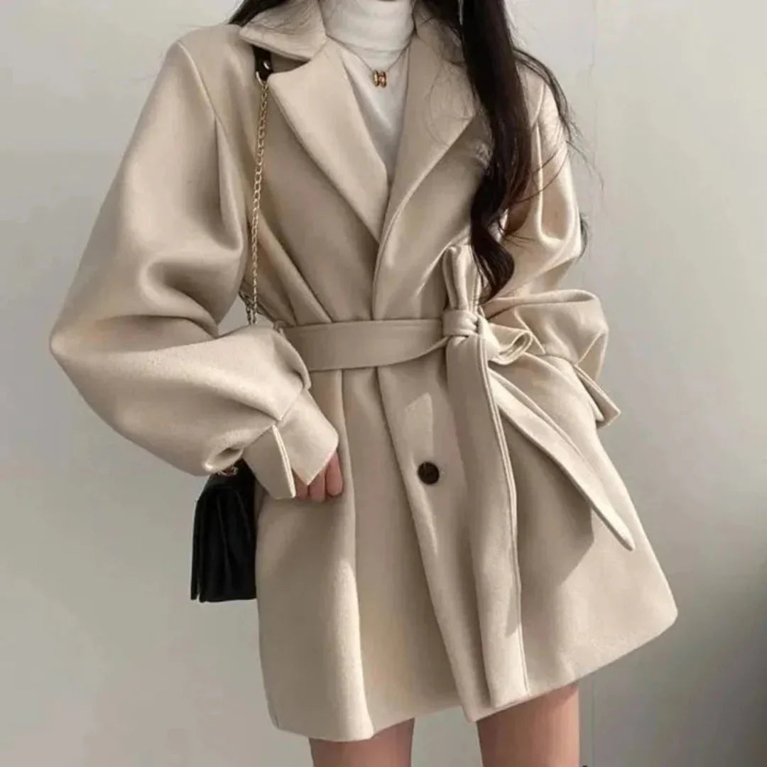 Amélie Laurent | Elegant Belted Trench Coat For Women