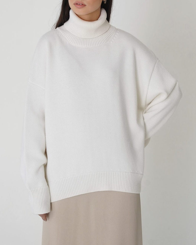 Elena Ricci | Oversized Turtleneck Knit Sweater For Women
