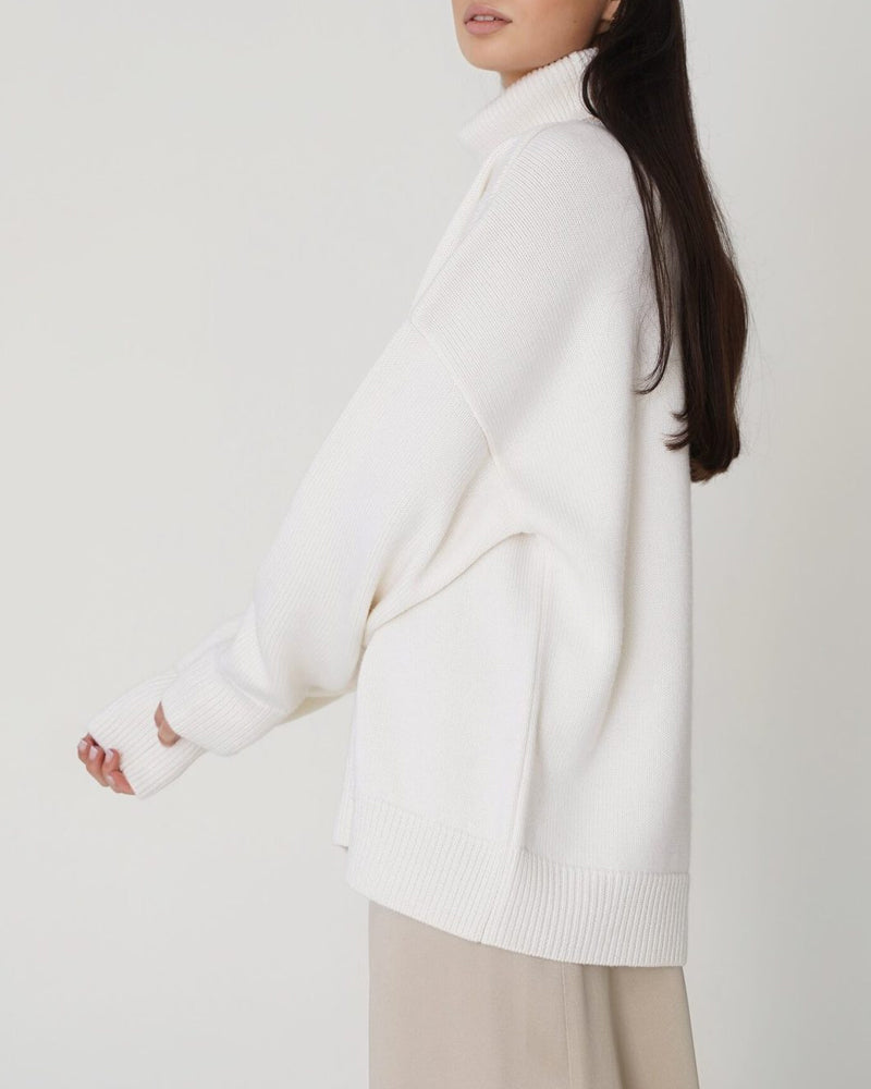 Elena Ricci | Oversized Turtleneck Knit Sweater For Women