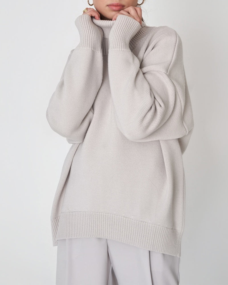 Elena Ricci | Oversized Turtleneck Knit Sweater For Women
