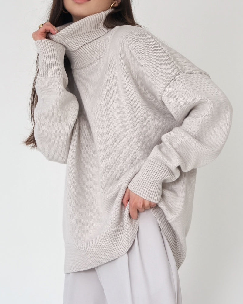 Elena Ricci | Oversized Turtleneck Knit Sweater For Women
