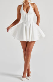 Sophie Delacroix | Halter Neck Mini Dress with Sculpted Waistline For Women