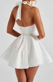 Sophie Delacroix | Halter Neck Mini Dress with Sculpted Waistline For Women