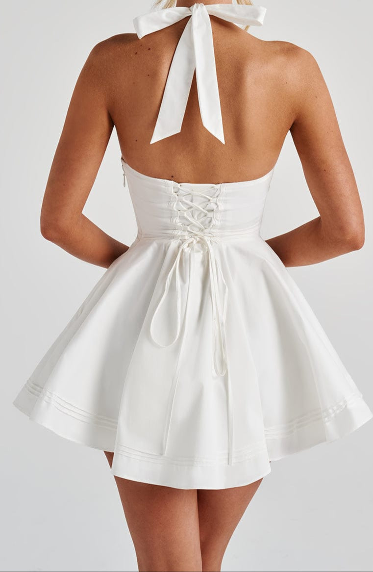 Sophie Delacroix | Halter Neck Mini Dress with Sculpted Waistline For Women