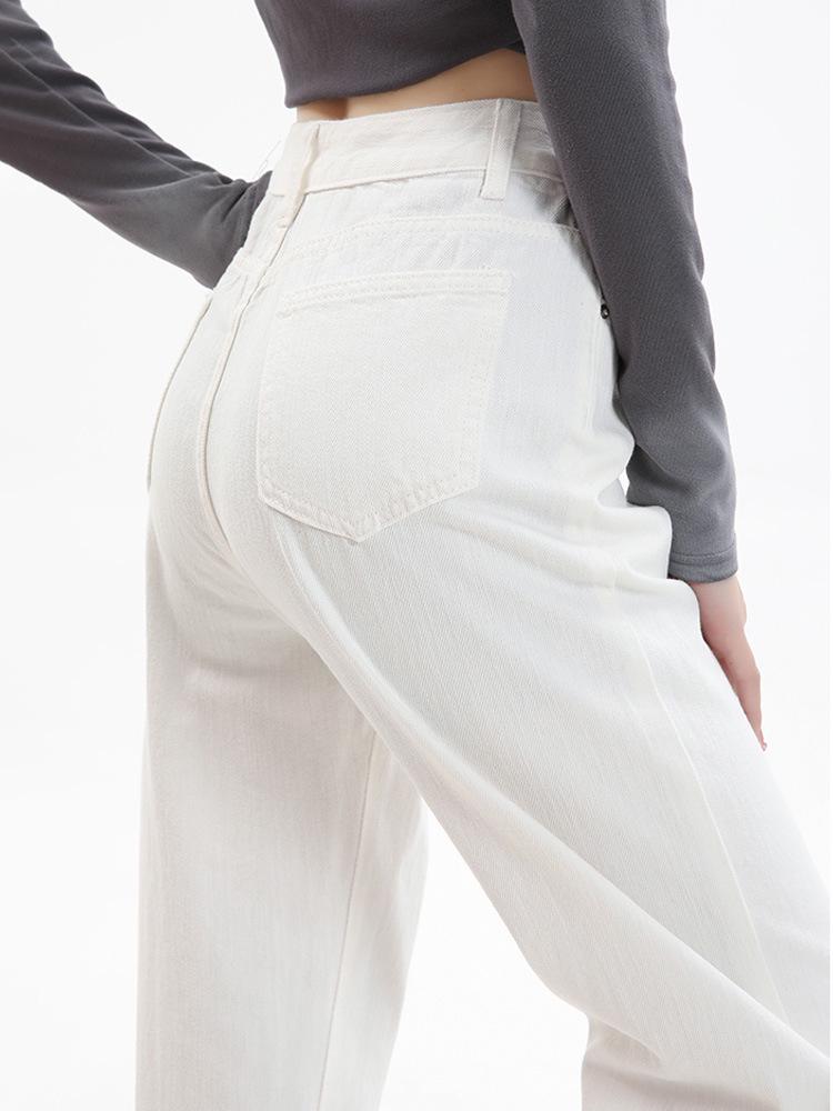 Isabelle Laurent | Minimalist White Wide Leg Jeans For Women