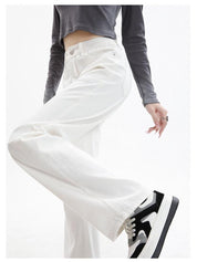 Isabelle Laurent | Minimalist White Wide Leg Jeans For Women