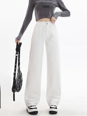 Isabelle Laurent | Minimalist White Wide Leg Jeans For Women